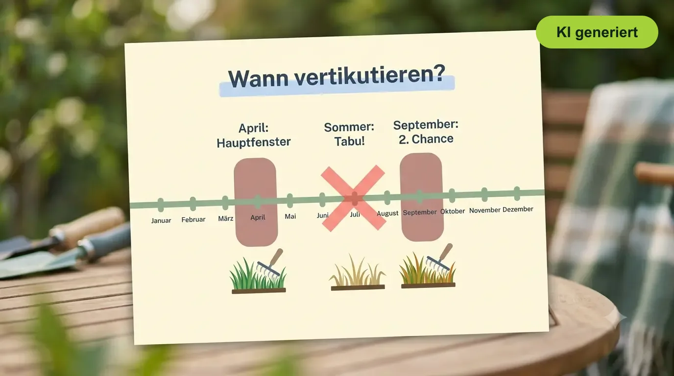 Infografik: Die zwei Zeitfenster zum Vertikutieren - April als Hauptfenster und September als zweite Chance